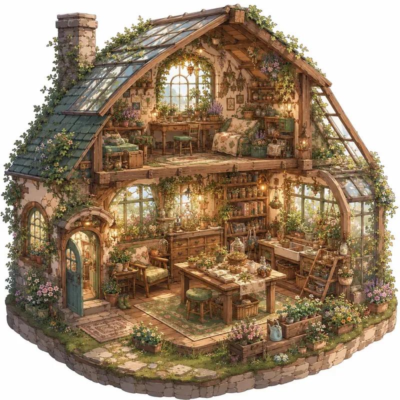 Miniature Cozy Anime Cottage Dioramas