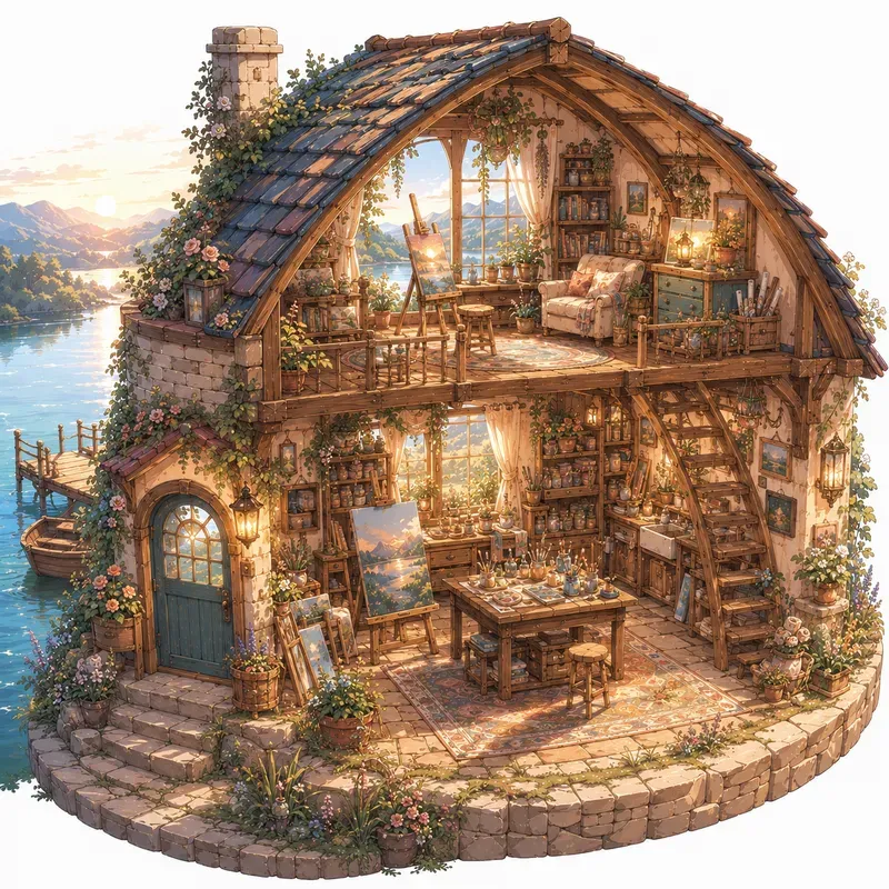 Miniature Cozy Anime Cottage Dioramas