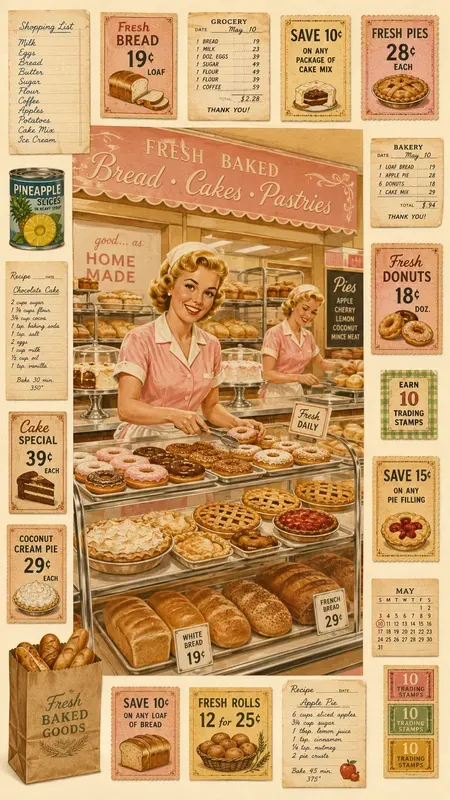 1960s Grocery Shopping Ephemera Sheets
