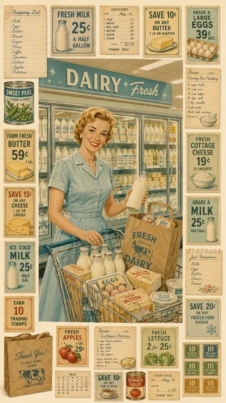 1960s Grocery Shopping Ephemera Sheets