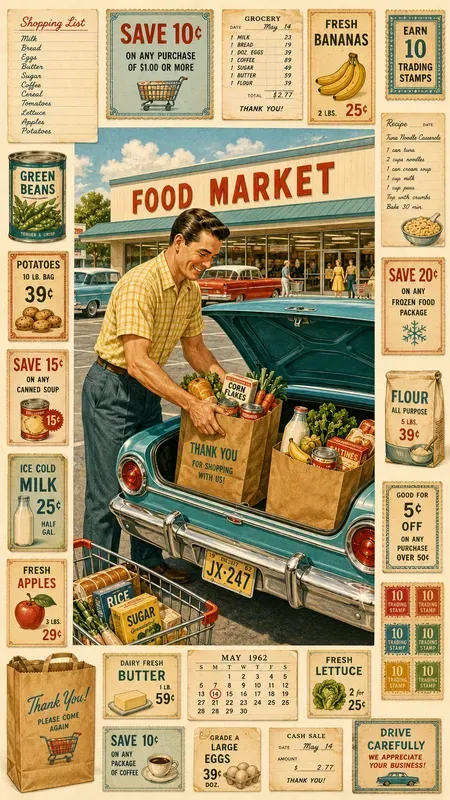 1960s Grocery Shopping Ephemera Sheets
