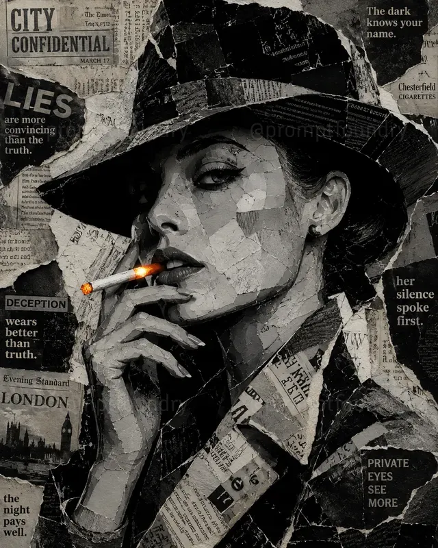 Monochrome Fashion Collage Portraits