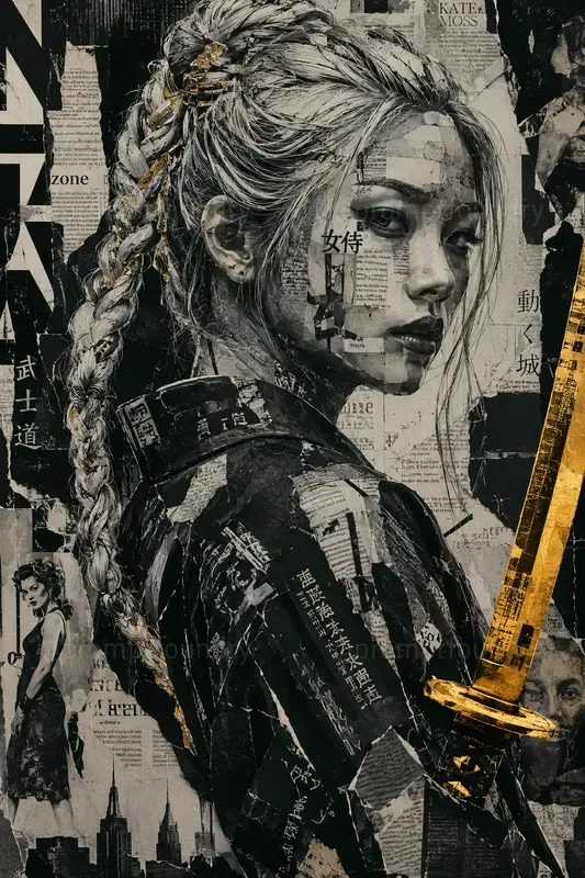 Monochrome Fashion Collage Portraits