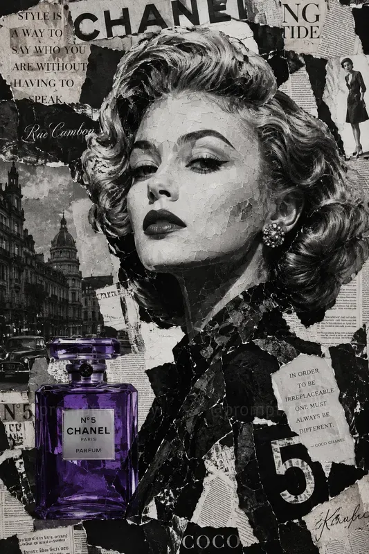 Monochrome Fashion Collage Portraits