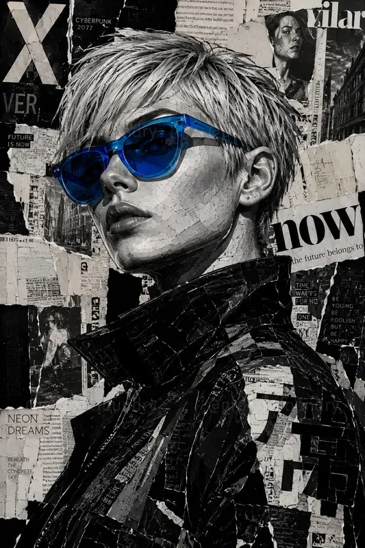 Monochrome Fashion Collage Portraits
