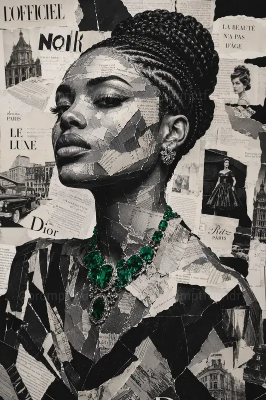 Monochrome Fashion Collage Portraits