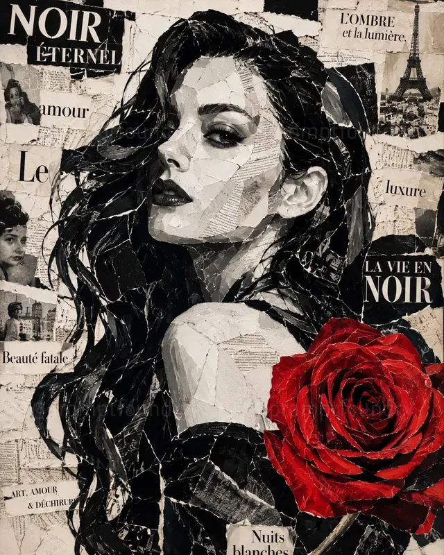 Monochrome Fashion Collage Portraits