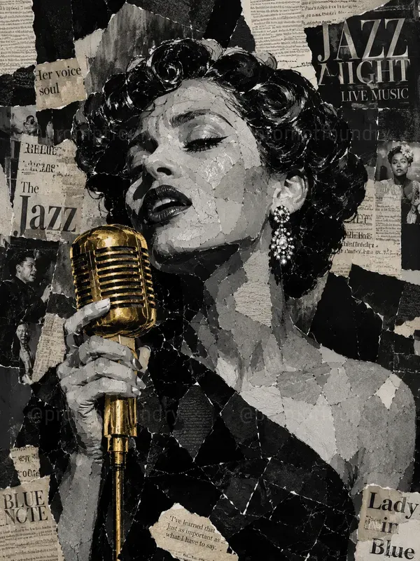 Monochrome Fashion Collage Portraits