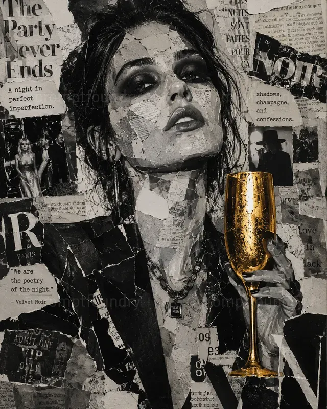 Monochrome Fashion Collage Portraits