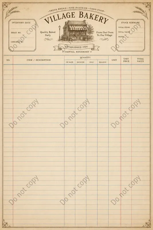 Shop Inventory Journal Pages