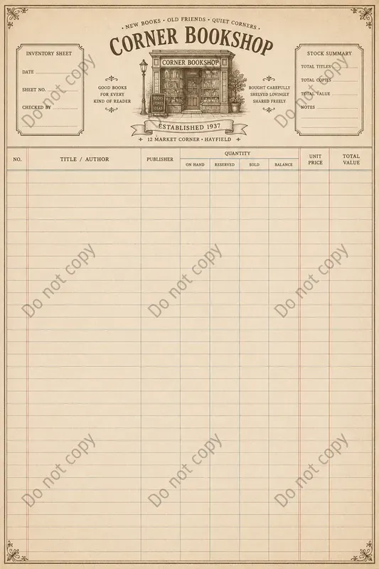 Shop Inventory Journal Pages