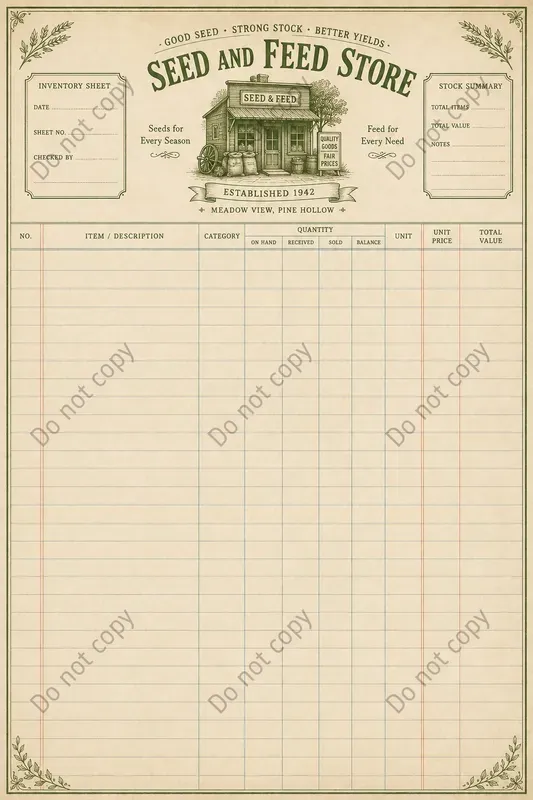 Shop Inventory Journal Pages