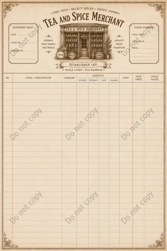 Shop Inventory Journal Pages