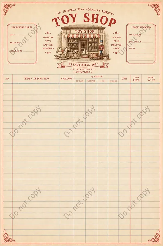 Shop Inventory Journal Pages