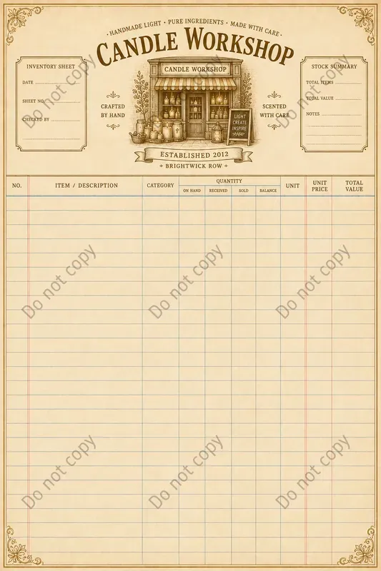 Shop Inventory Journal Pages