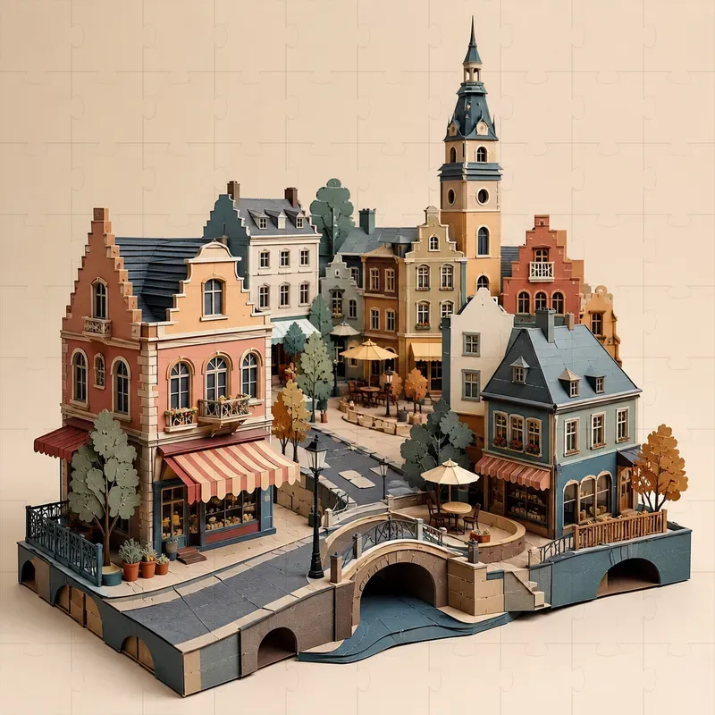 Modular Streetscape Papercraft Kits