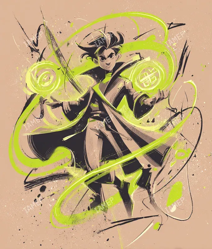 Neon Green Ink Characters