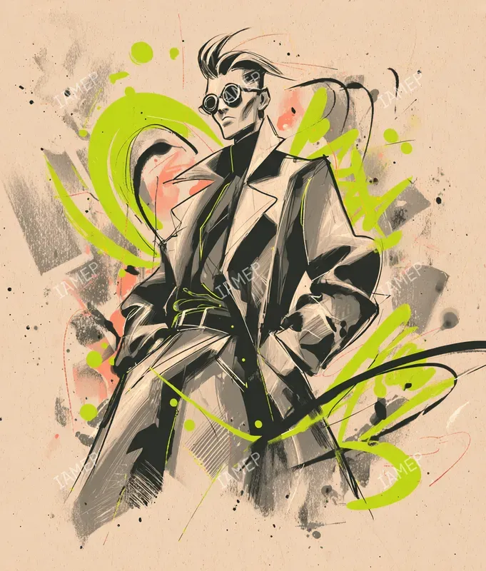 Neon Green Ink Characters