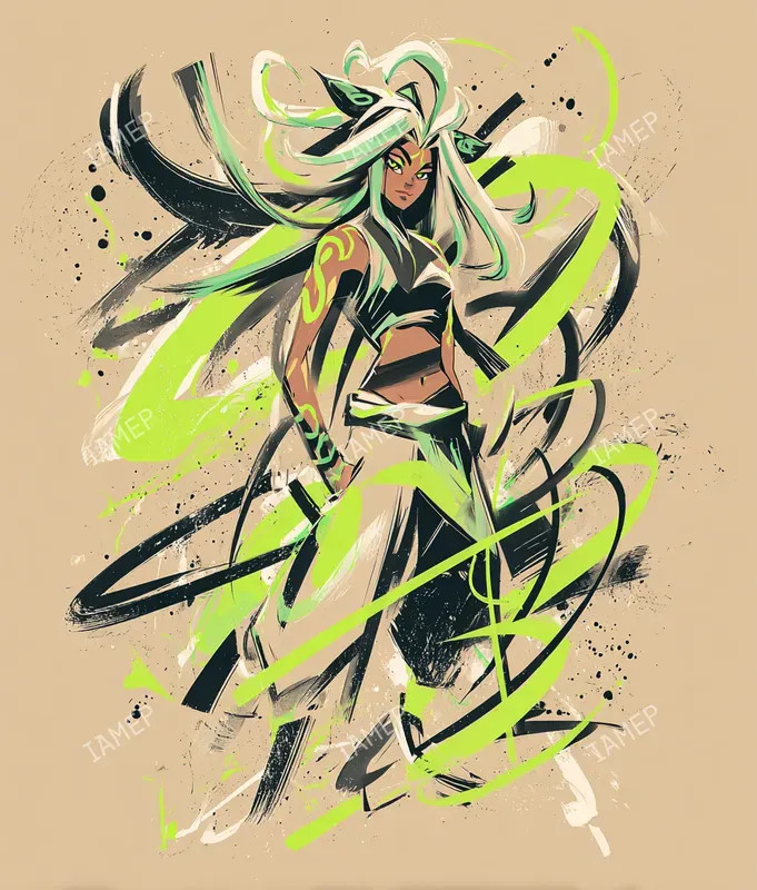 Neon Green Ink Characters