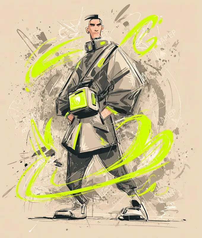 Neon Green Ink Characters