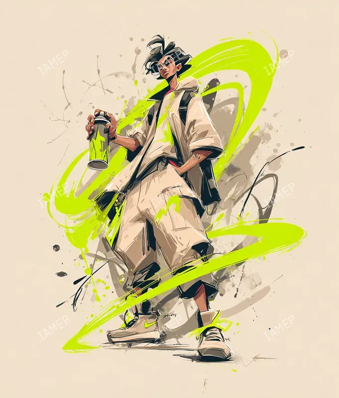 Neon Green Ink Characters