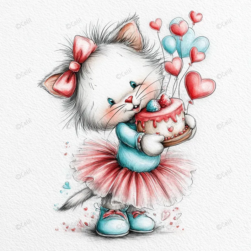 Cute Birthday Animal Clipart Illustrations