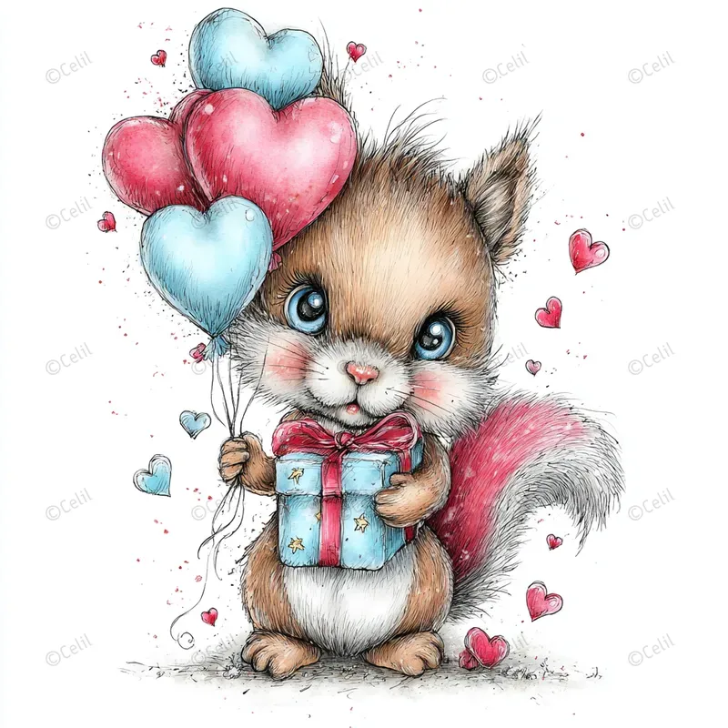 Cute Birthday Animal Clipart Illustrations