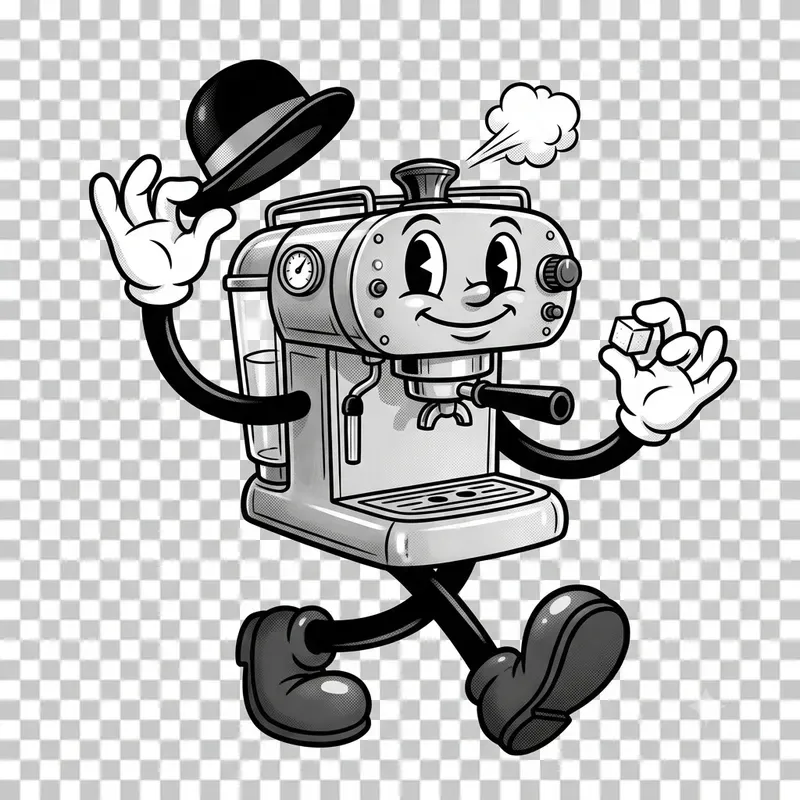 Vintage Rubber Hose Cafe Mascot Cliparts