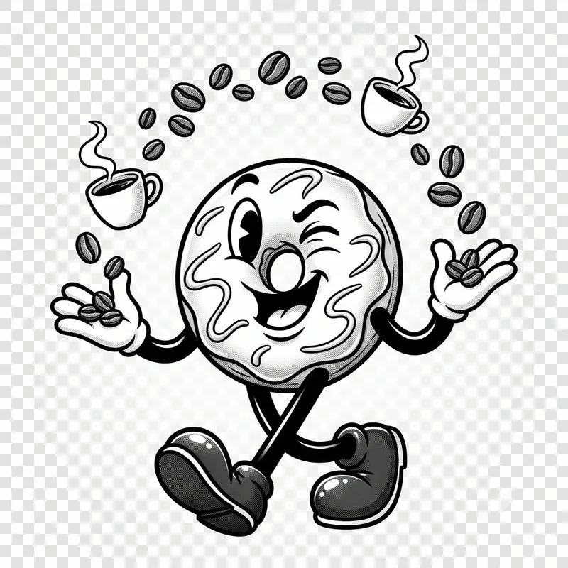 Vintage Rubber Hose Cafe Mascot Cliparts