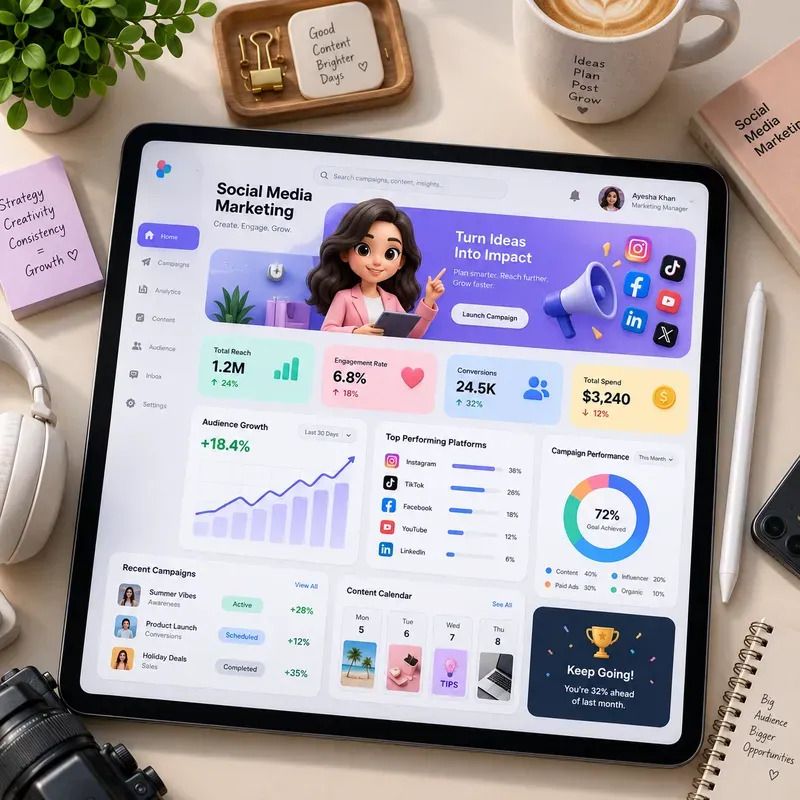 3D Claymorphic App Dashboard Mockups