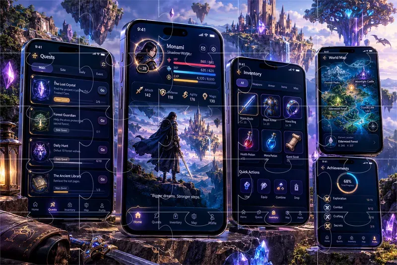 3D App UI Mockups
