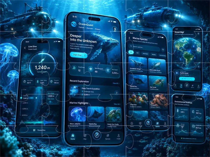 3D App UI Mockups