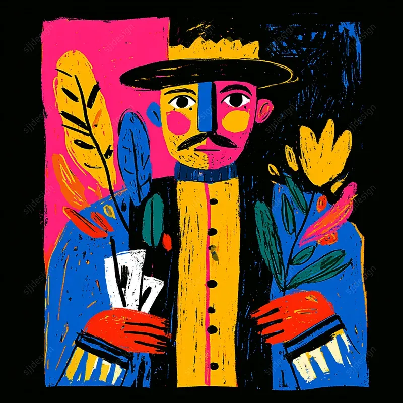 Neon Folk Character Icons