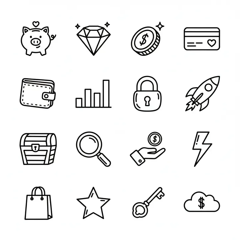 Whimsical Doodle Icons Black On White