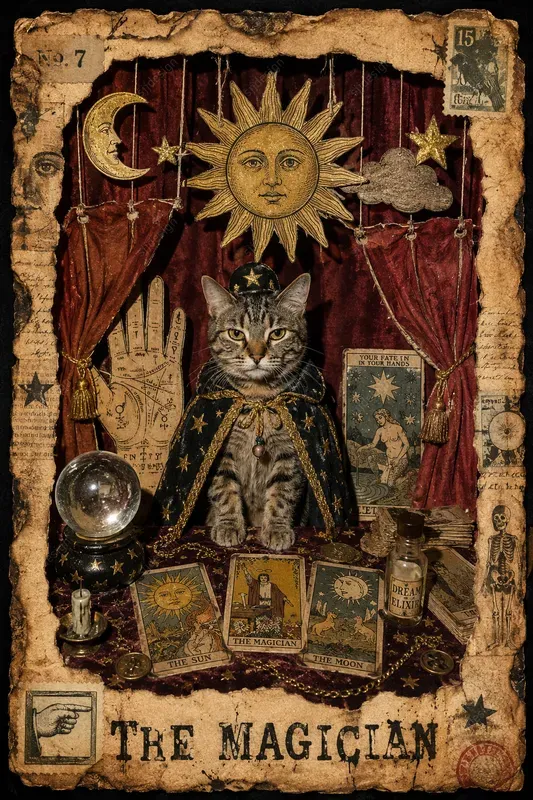 Retro Tarot Card Diorama Collages
