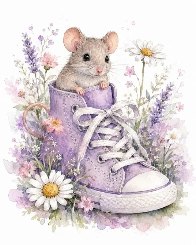 Whimsical Watercolor Canvas Shoe Art