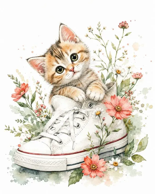 Whimsical Watercolor Canvas Shoe Art
