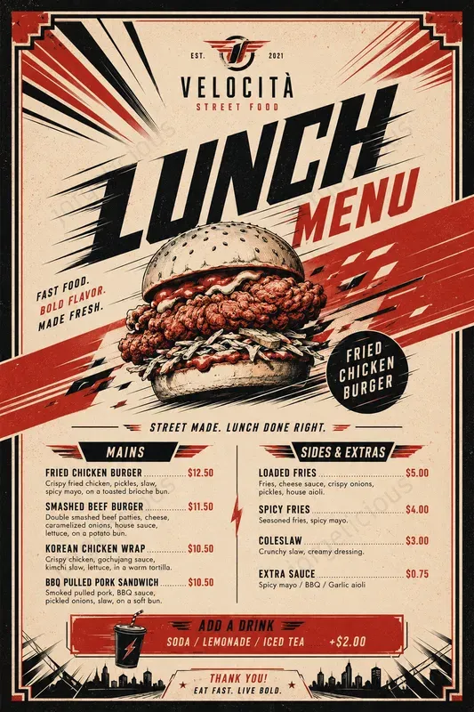 Futurist Motion Food Menus