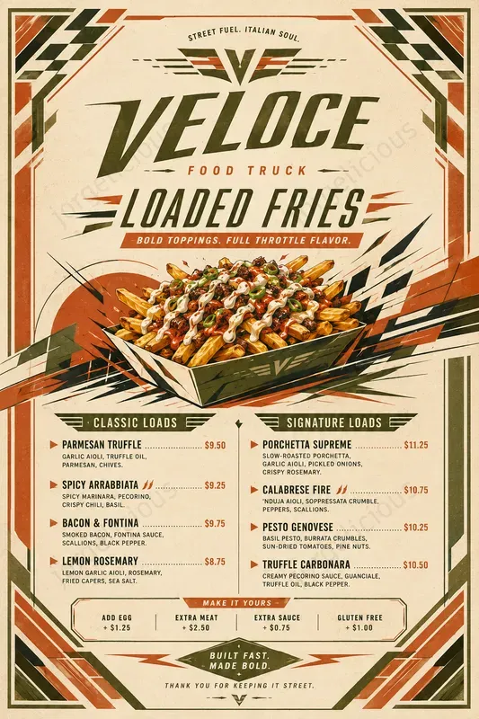 Futurist Motion Food Menus