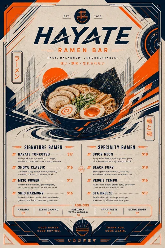 Futurist Motion Food Menus