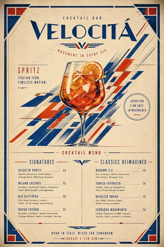 Futurist Motion Food Menus