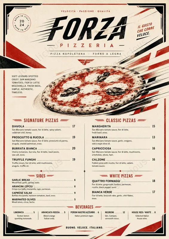 Futurist Motion Food Menus