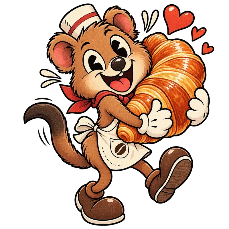 Vintage Rubberhose Cafe Mascot Cliparts