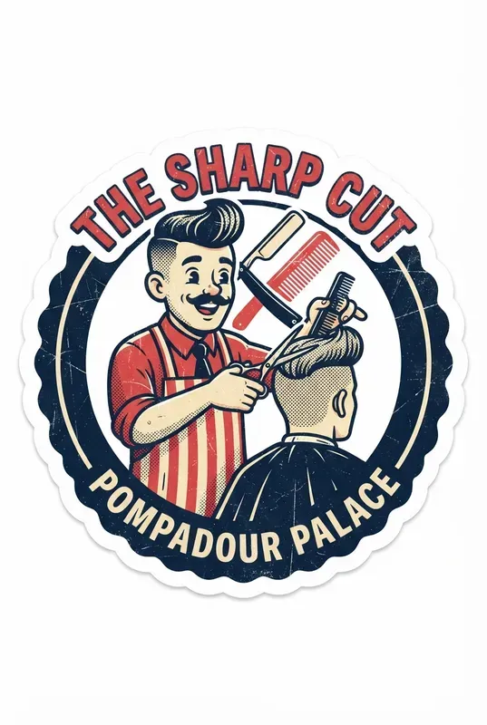 Oldschool Cartoon Barbershop Stickers