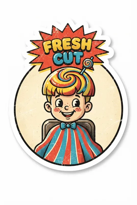 Oldschool Cartoon Barbershop Stickers