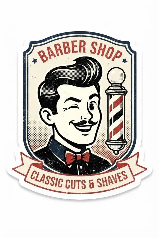 Oldschool Cartoon Barbershop Stickers