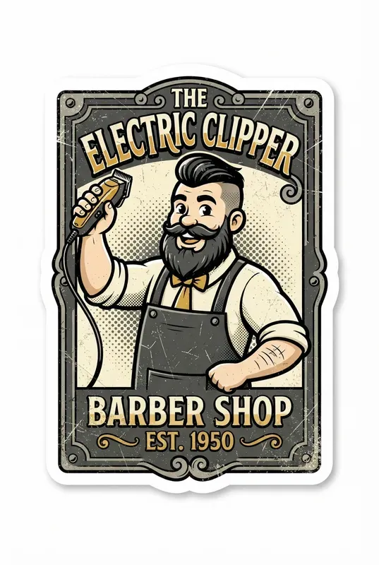 Oldschool Cartoon Barbershop Stickers