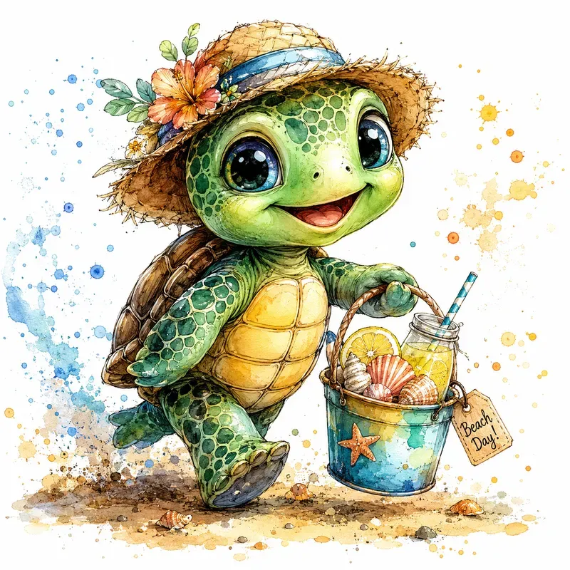Whimsical Watercolor Animal Beaches