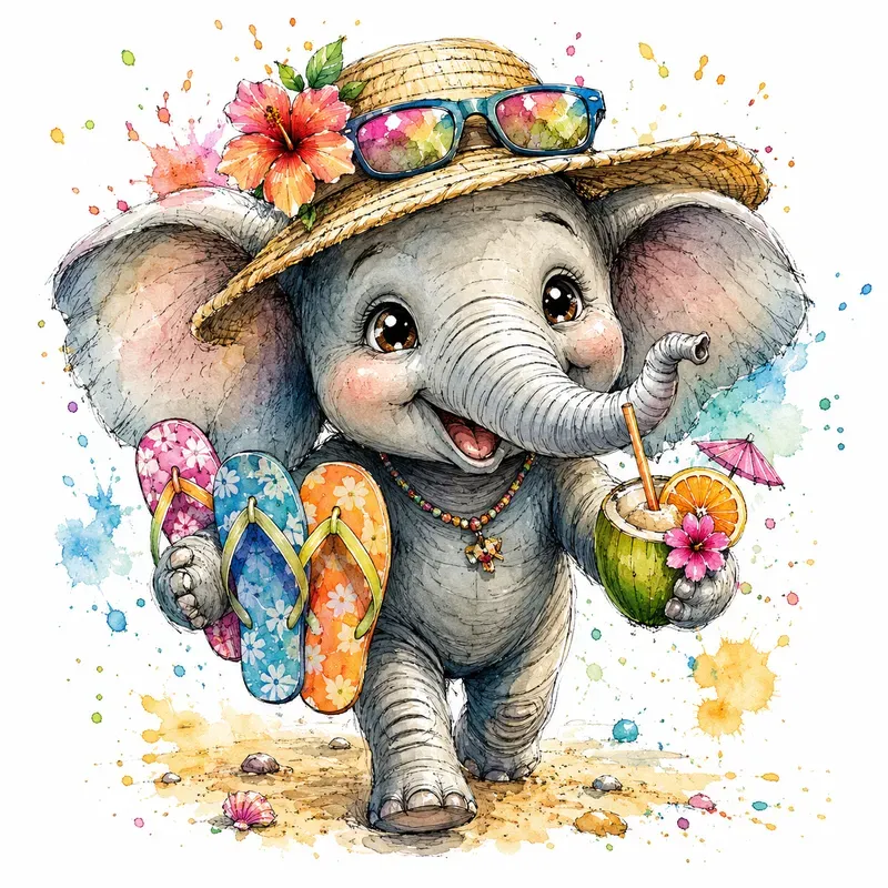 Whimsical Watercolor Animal Beaches