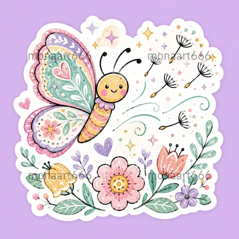 Crayon Folk Sticker Art